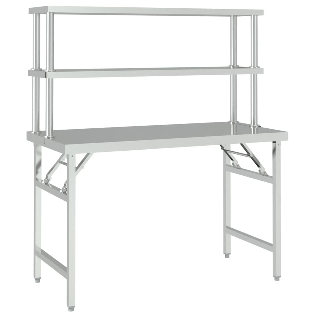VIDAXL -Küchentisch mit Top 120x60x145 cm Edelstahl