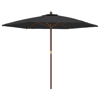 Vidaxl -Parasol mit Holzstange 299x240 cm Schwarz