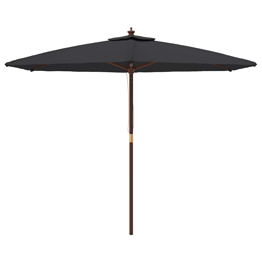 Vidaxl -Parasol mit Holzstange 299x240 cm Schwarz