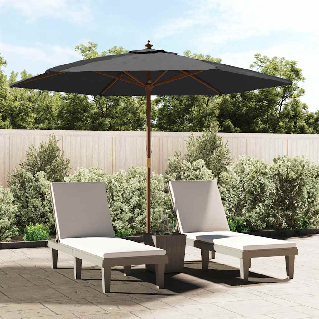 Vidaxl -Parasol mit Holzstange 299x240 cm Schwarz