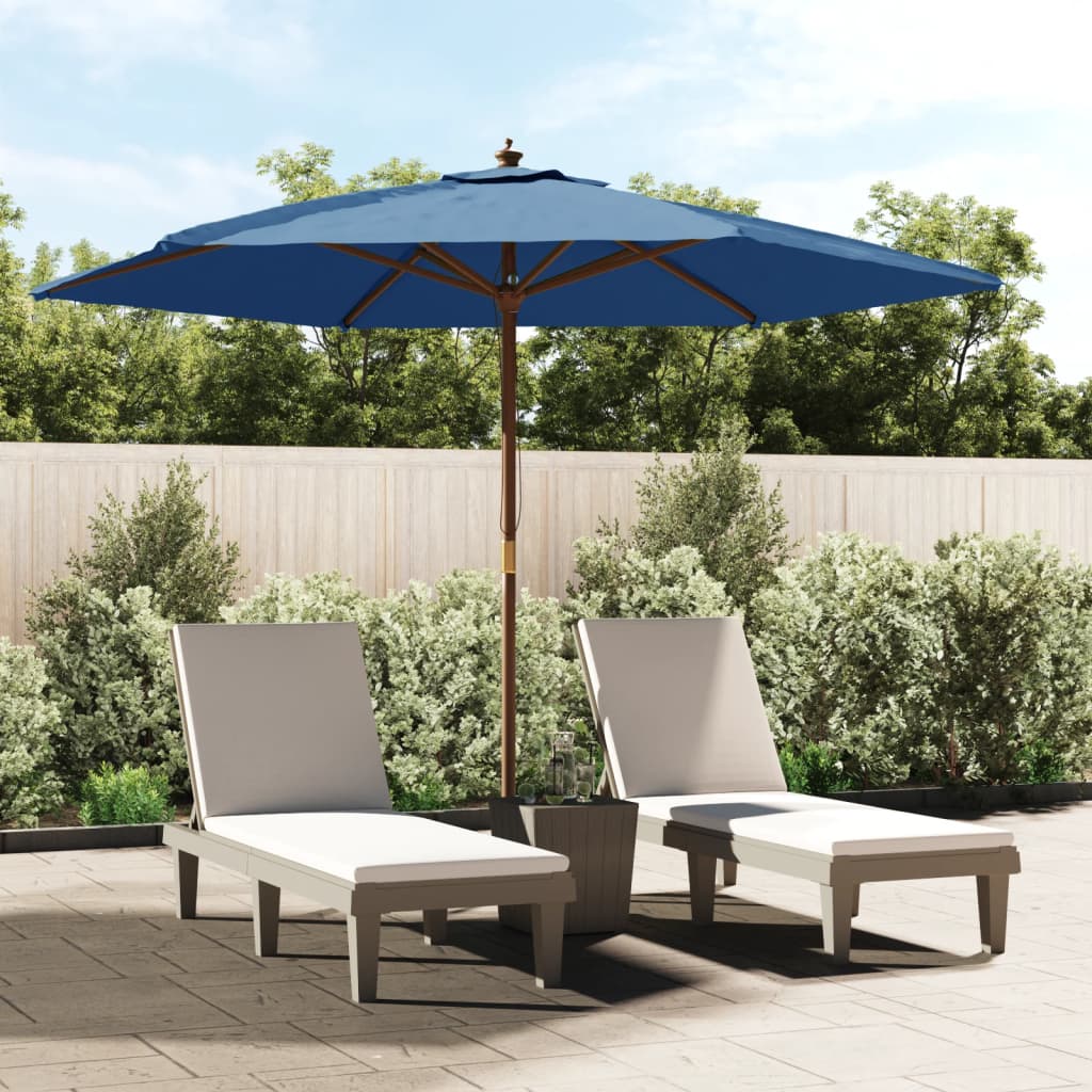 VidaXL Sonnenschirm mit Holzmast 299x240 cm azurblau