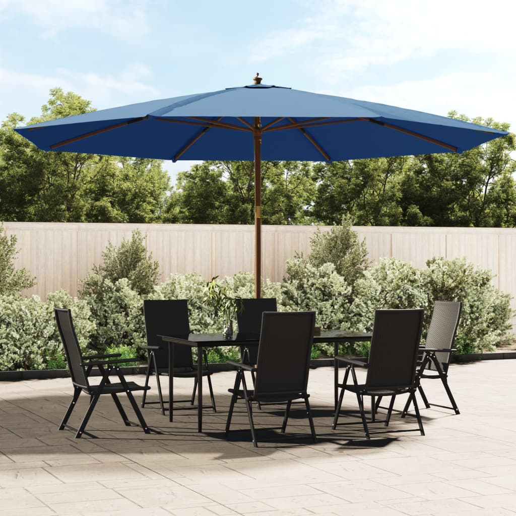 VidaXL Sonnenschirm mit Holzmast 400x273 cm azurblau