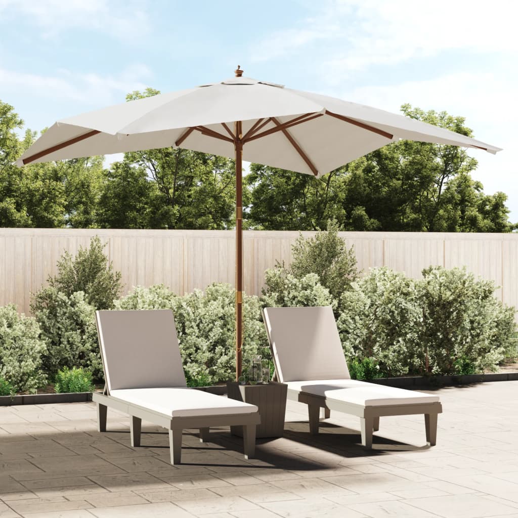 VIDAXL -Parasol mit Holzstangen 300x300x273 cm sandgerissen