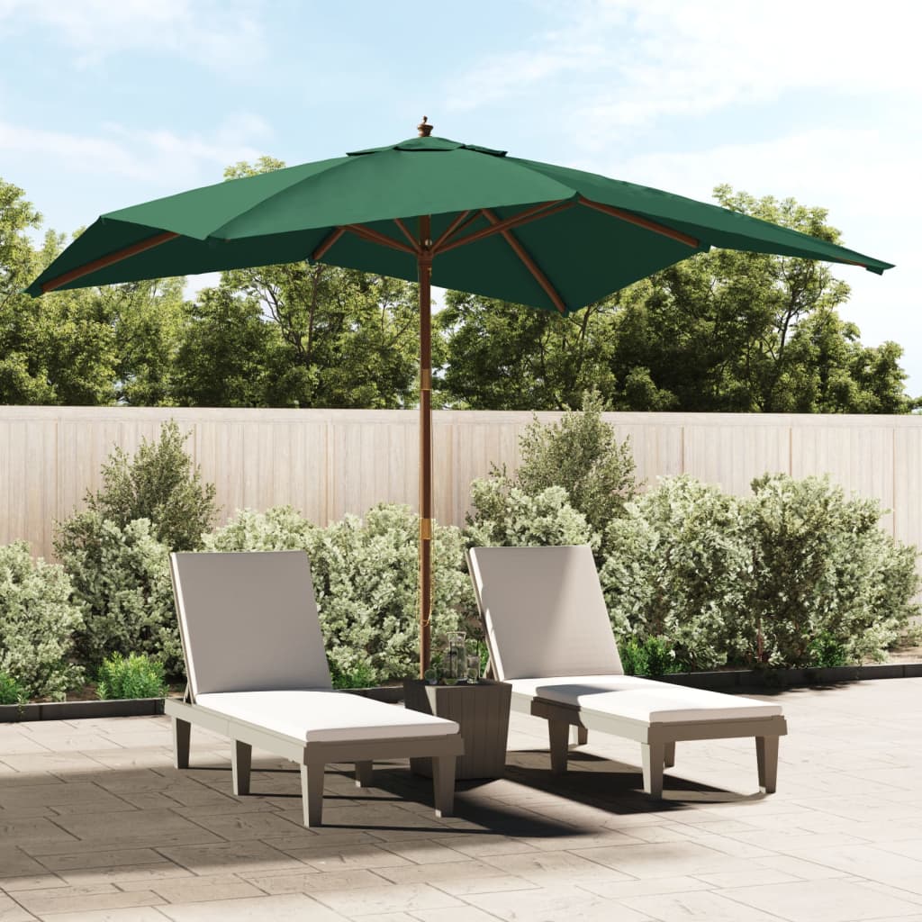Vidaxl -Parasol mit Holzstangen 300x300x273 cm Grün