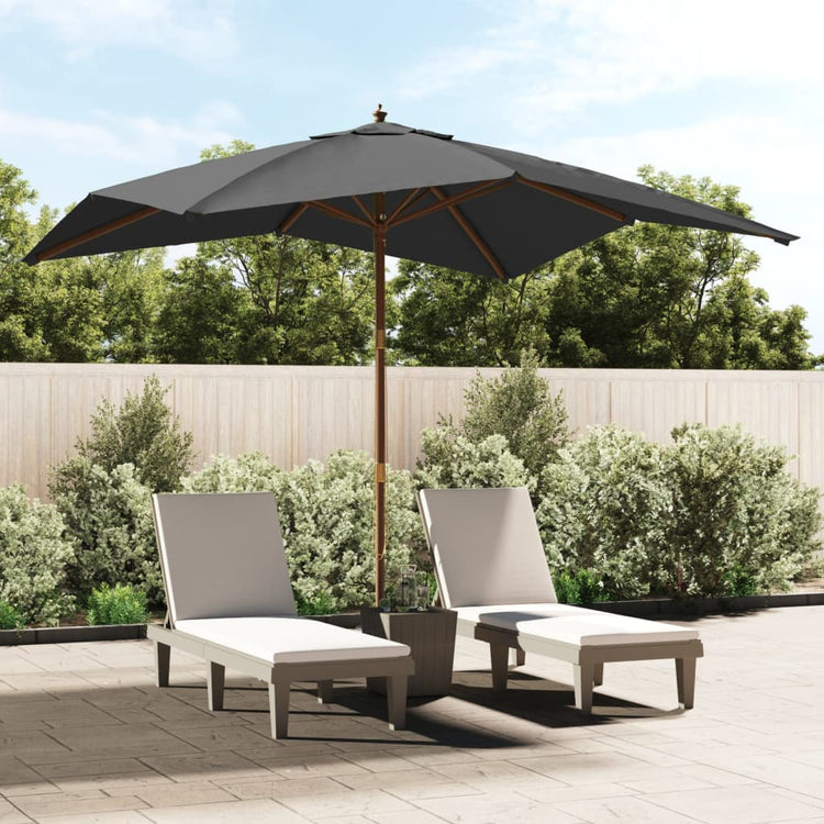 VIDAXL -Parasol mit Holzstangen 300x300x273 cm Anthrazit -Gelenkt