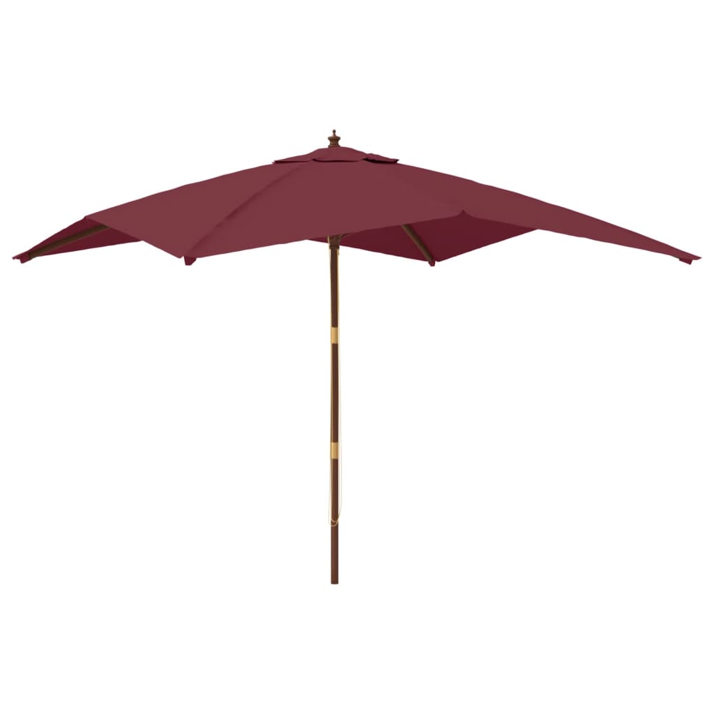 Vidaxl -Parasol mit Holzstangen 300x300x273 cm Bordeaux Rot