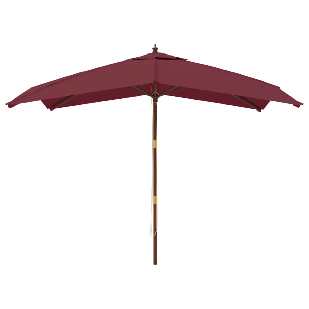 Vidaxl -Parasol mit Holzstangen 300x300x273 cm Bordeaux Rot