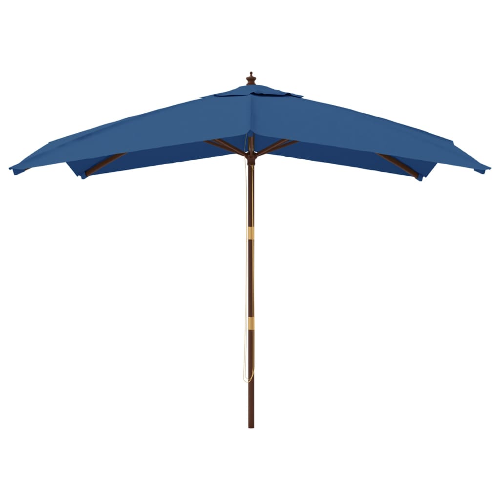 Vidaxl -Parasol mit Holzstangen 300x300x273 cm Azurblau