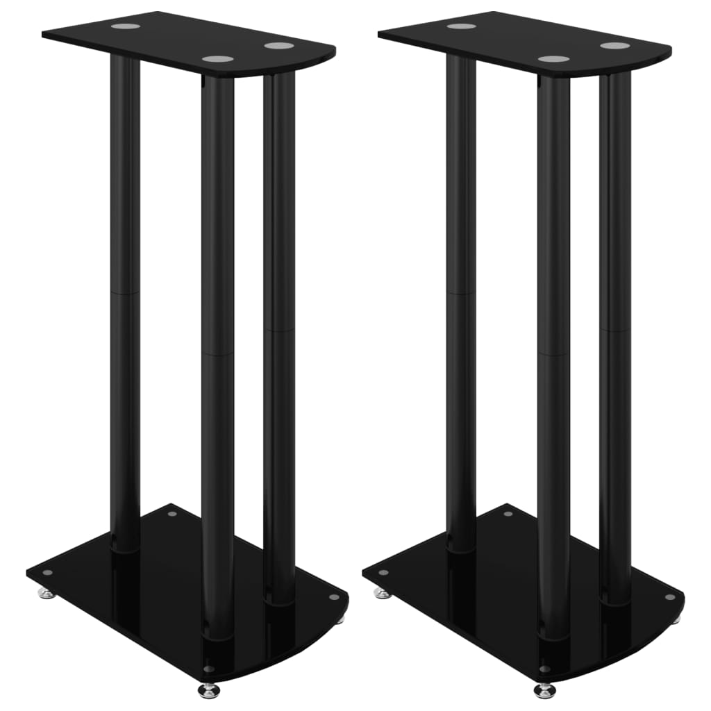 VIDAXL -Lautsprecherstandards 2 Stcs 3 Säulen gehärtetes Glas schwarz