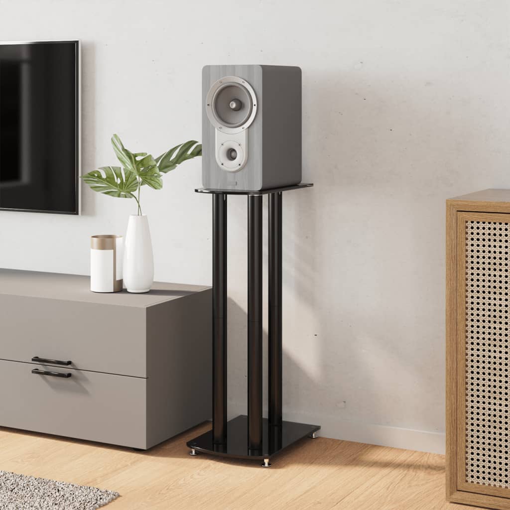 VIDAXL -Lautsprecherstandards 2 Stcs 3 Säulen gehärtetes Glas schwarz
