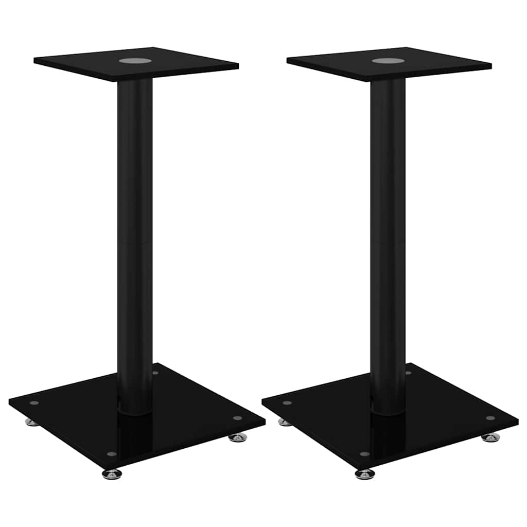 VIDAXL -Lautsprecherstandards 2 Stcs 1 Säule gehärtetes Glas schwarz