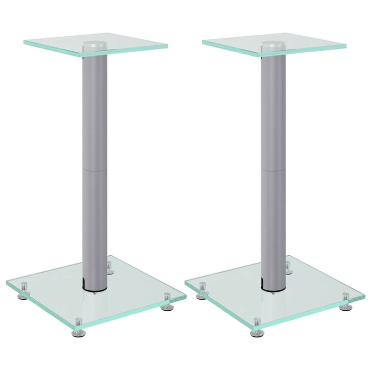 VIDAXL -Lautsprecherstandards 2 Stcs 1 Säule gehärtetes Glas silberfarben