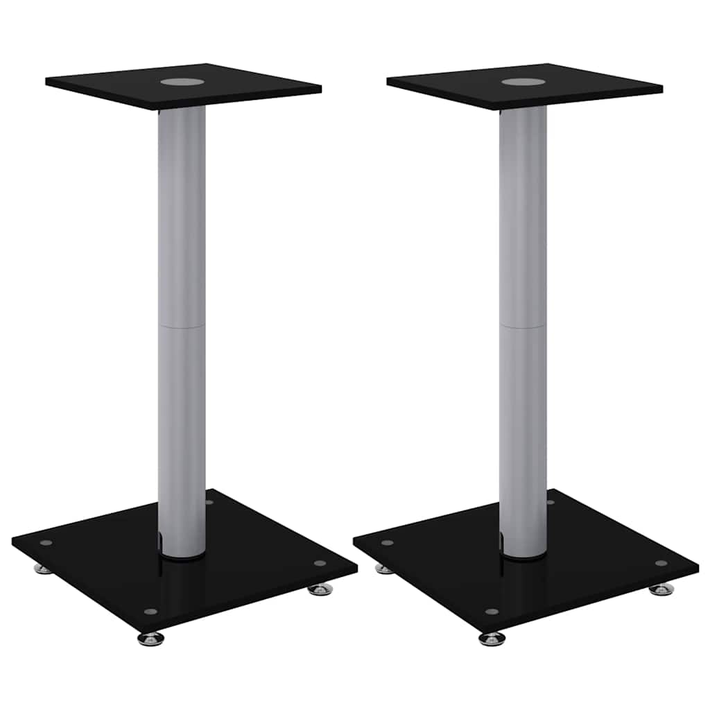 VIDAXL -Lautsprecherstandards 2 Stcs 1 Säule gehärtetes Glasschwarz und Silber