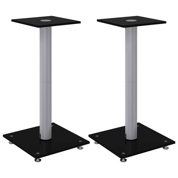 VIDAXL -Lautsprecherstandards 2 Stcs 1 Säule gehärtetes Glasschwarz und Silber