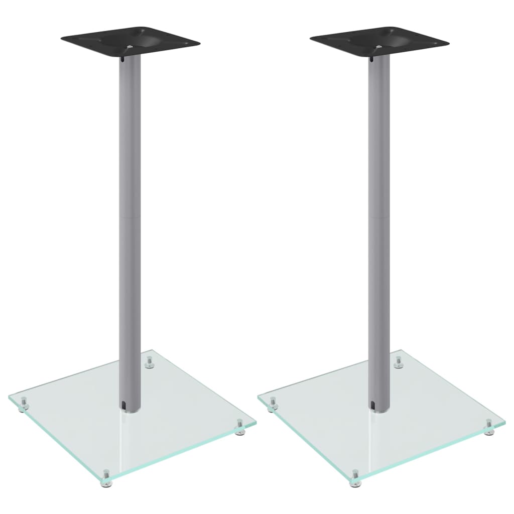 Vidaxl-Lautsprecherständer, 2 Stück, 1 Säule, gehärtetes Glas, silberfarben