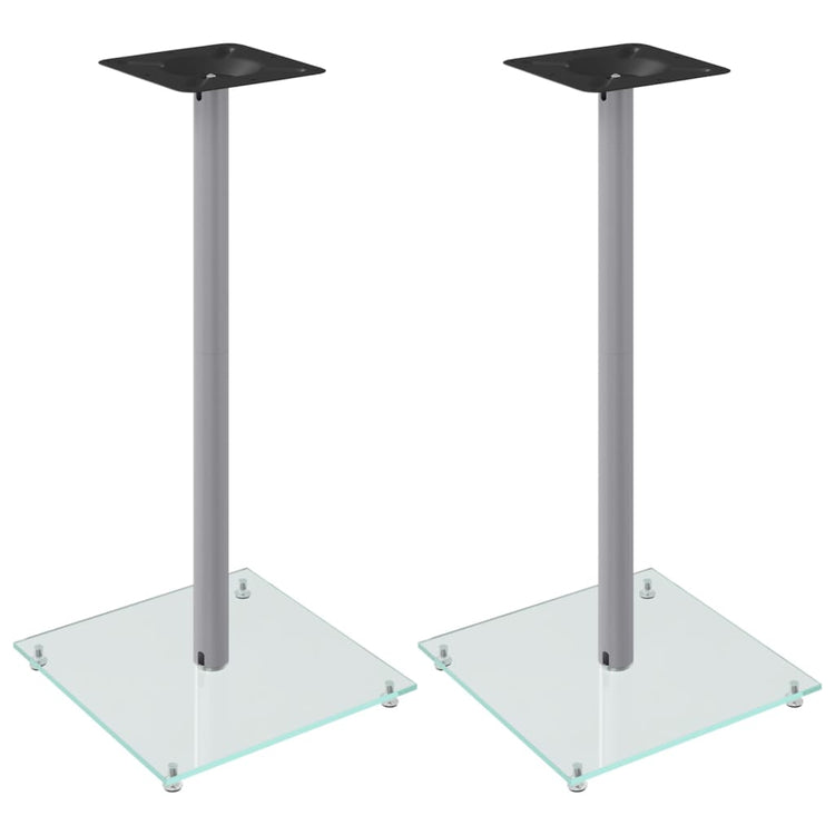 Vidaxl-Lautsprecherständer, 2 Stück, 1 Säule, gehärtetes Glas, silberfarben