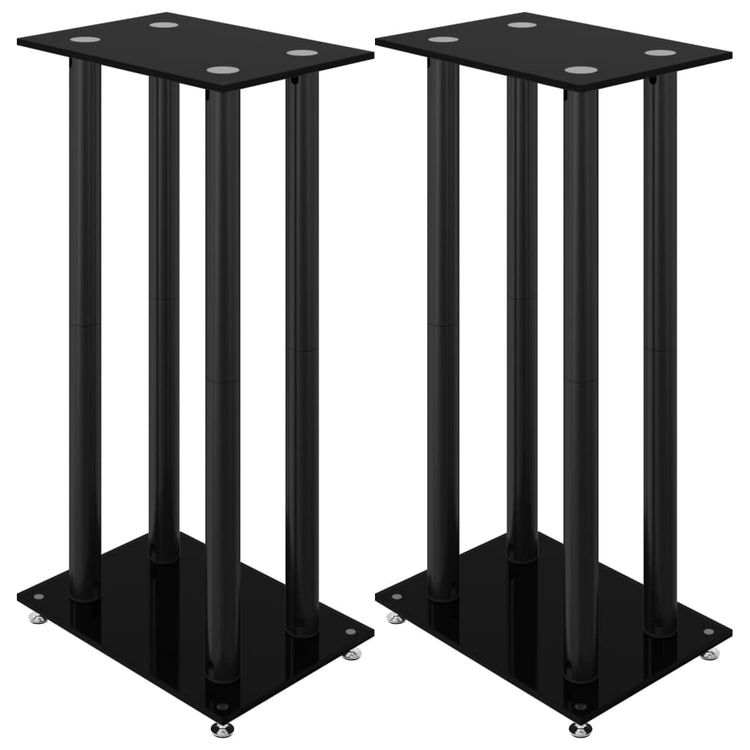 VIDAXL -Lautsprecherstandards 2 Stcs 4 Säulen gehärtetes Glas schwarz