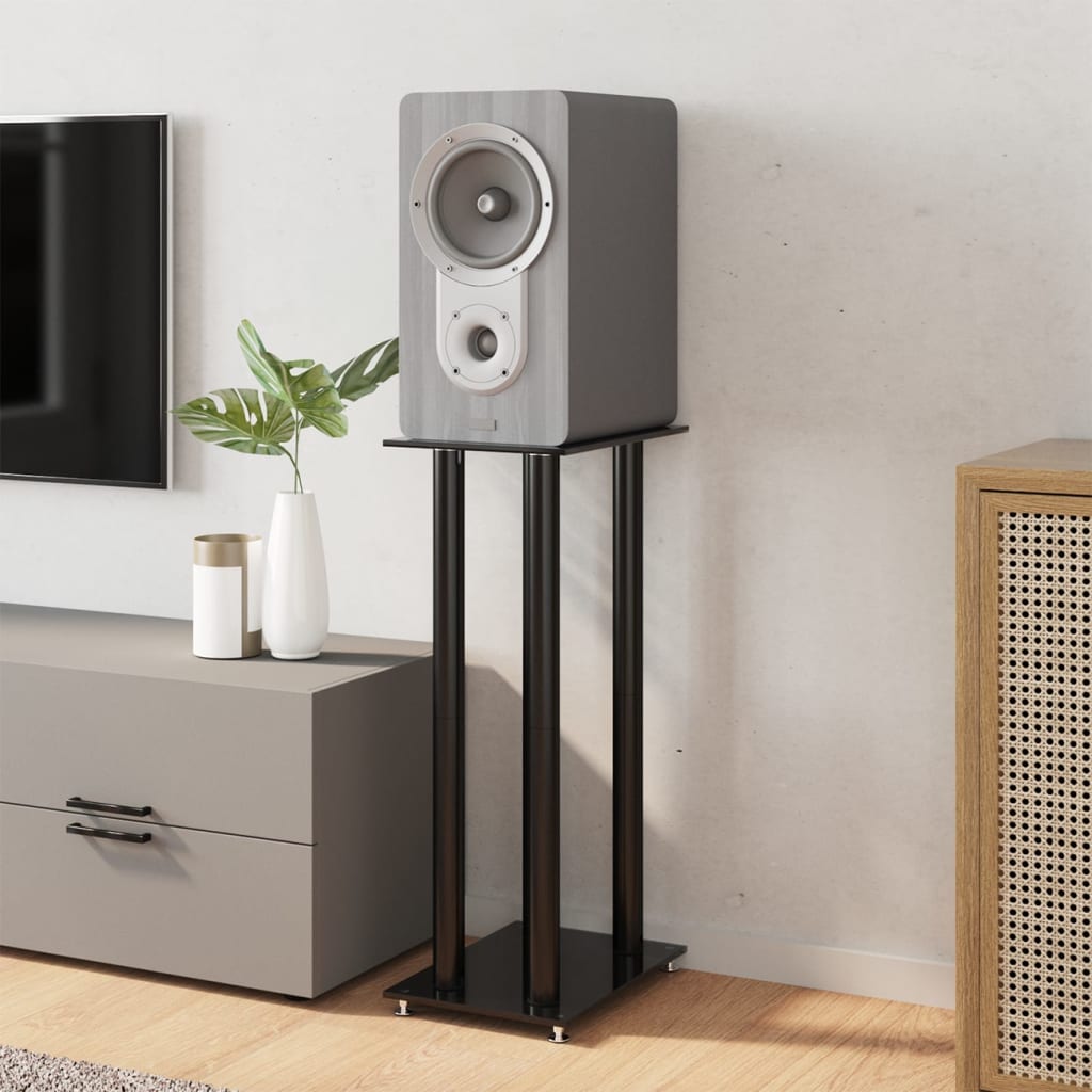 VIDAXL -Lautsprecherstandards 2 Stcs 4 Säulen gehärtetes Glas schwarz