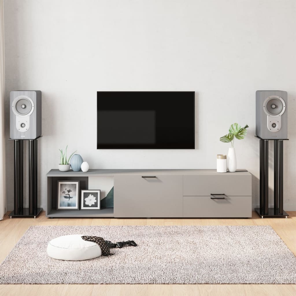 VIDAXL -Lautsprecherstandards 2 Stcs 4 Säulen gehärtetes Glas schwarz