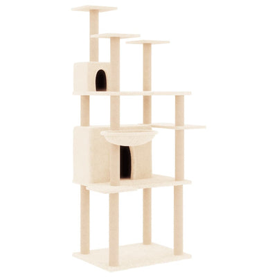 Vidaxl -Katzenmöbel mit Sisal -Kratzerpfosten 166 cm creme -gelenkt