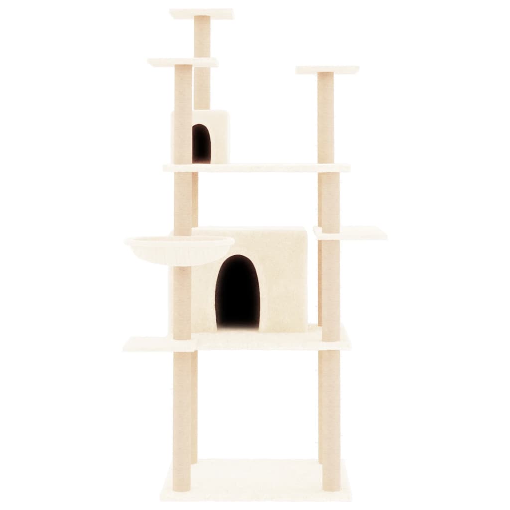 Vidaxl -Katzenmöbel mit Sisal -Kratzerpfosten 166 cm creme -gelenkt
