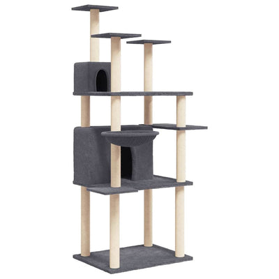 Vidaxl -Katzenmöbel mit Sisal -Kratzerpfosten 166 cm dunkelgrau