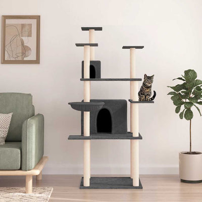 Vidaxl -Katzenmöbel mit Sisal -Kratzerpfosten 166 cm dunkelgrau