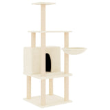 Vidaxl -Katzenmöbel mit Sisal -Kratzerpfosten 132 cm creme -geläutet - afbeelding 2