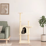 Vidaxl -Katzenmöbel mit Sisal -Kratzerpfosten 132 cm creme -geläutet - afbeelding 1