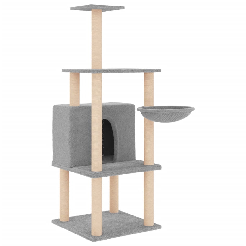 Vidaxl -Katzenmöbel mit Sisal -Kratzerpfosten 132 cm hellgrau