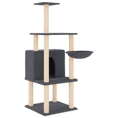 Vidaxl -Katzenmöbel mit Sisal -Kratzerpfosten 132 cm dunkelgrau
