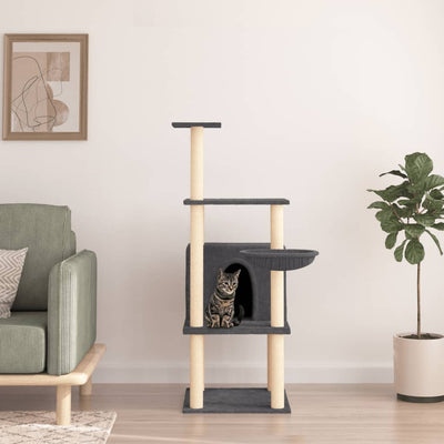 Vidaxl -Katzenmöbel mit Sisal -Kratzerpfosten 132 cm dunkelgrau
