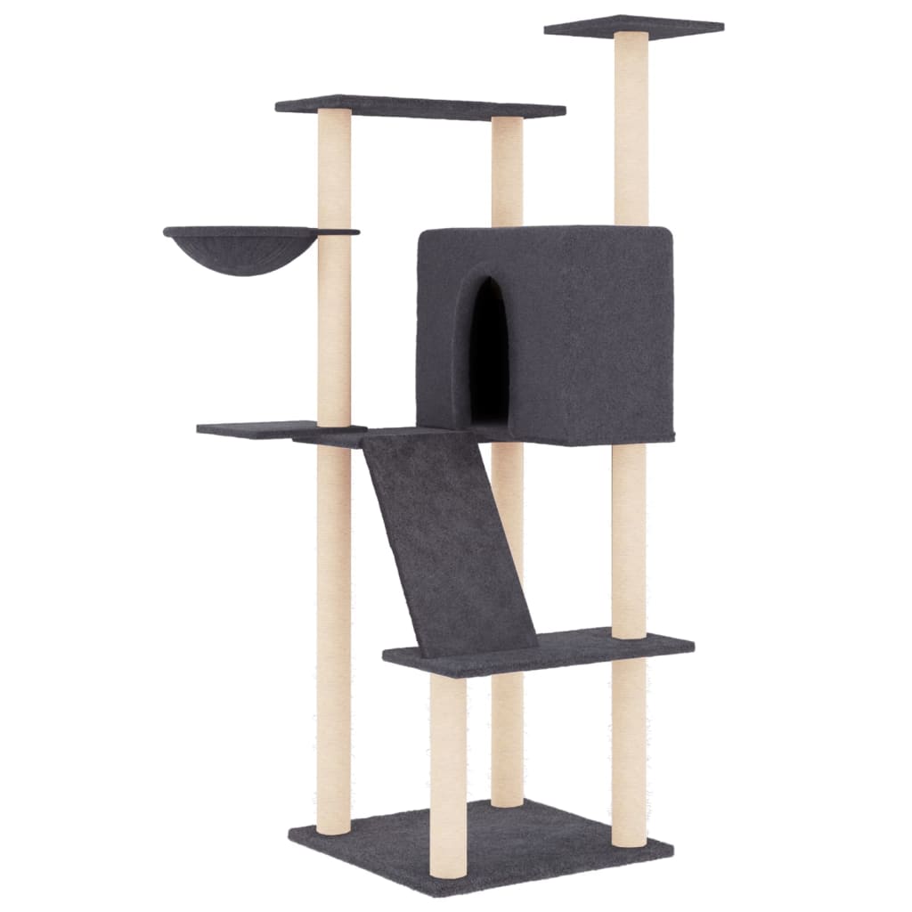 Vidaxl -Katzenmöbel mit Sisal -Kratzern 143 cm dunkelgrau