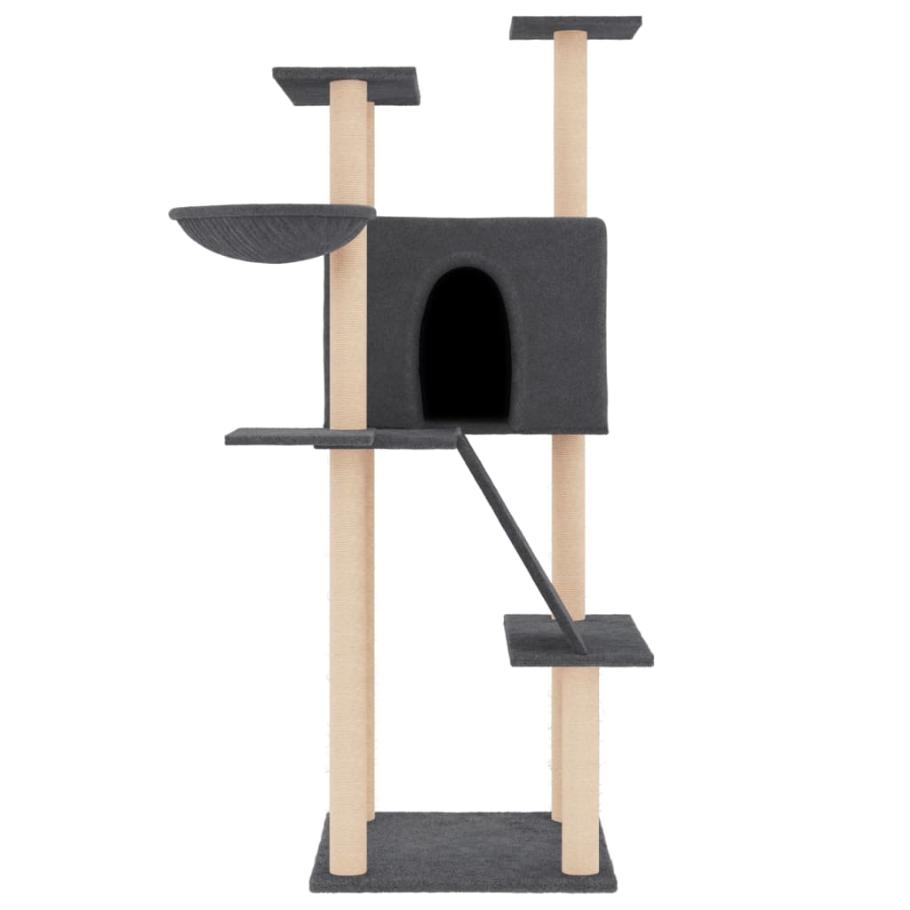 Vidaxl -Katzenmöbel mit Sisal -Kratzern 143 cm dunkelgrau