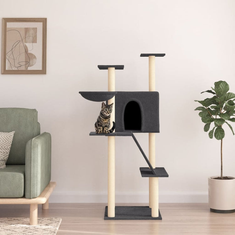 Vidaxl -Katzenmöbel mit Sisal -Kratzern 143 cm dunkelgrau