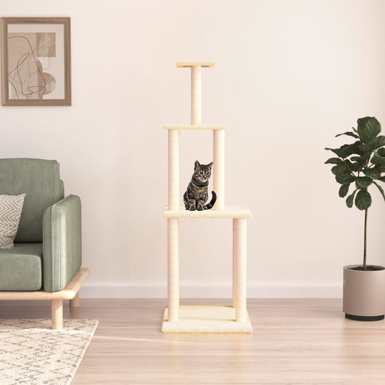 Vidaxl -Katzenmöbel mit Sisal -Kratzerposten 149 cm creme -gelenkt