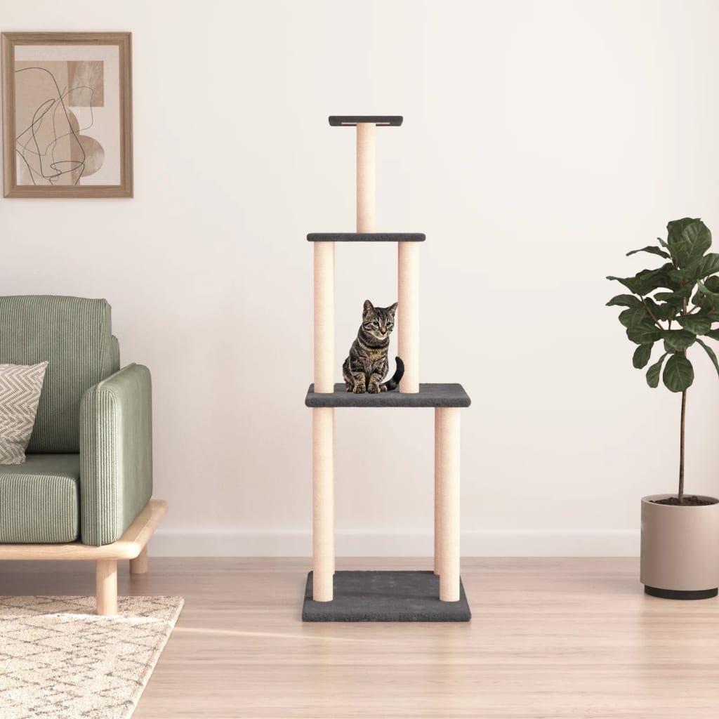 Vidaxl -Katzenmöbel mit Sisal -Kratzern 149 cm dunkelgrau