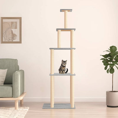 Vidaxl -Katzenmöbel mit Sisal -Kratzerpfosten 183 cm hellgrau