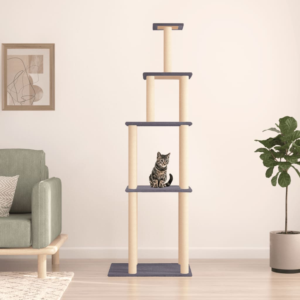 Vidaxl -Katzenmöbel mit Sisal -Kratzerpfosten 183 cm dunkelgrau
