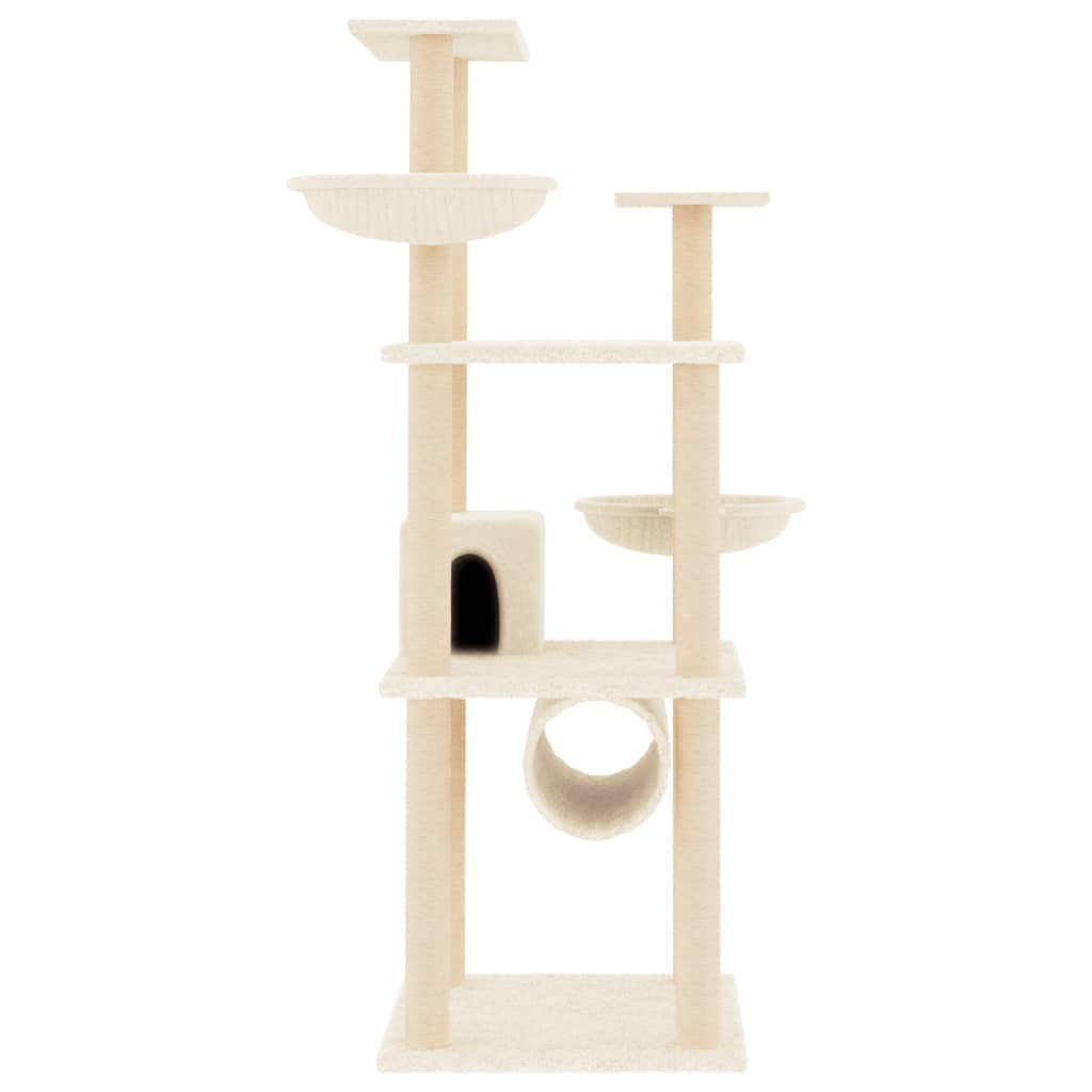 Vidaxl -Katzenmöbel mit Sisal -Kratzer -Pfosten 141 cm creme -gelenkt