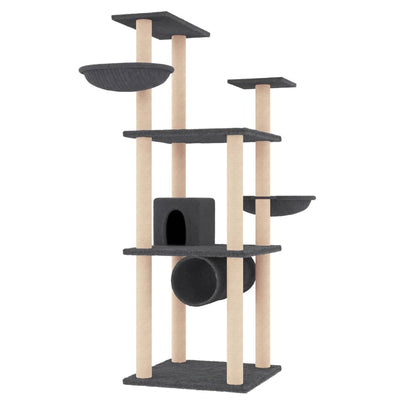 Vidaxl -Katzenmöbel mit Sisal -Kratzern 141 cm dunkelgrau