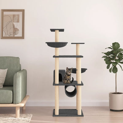 Vidaxl -Katzenmöbel mit Sisal -Kratzern 141 cm dunkelgrau