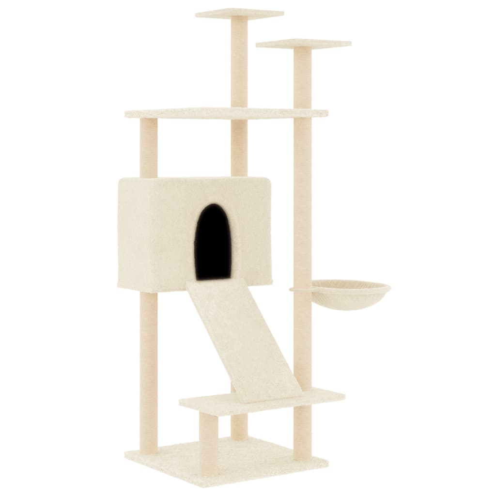 Vidaxl -Katzenmöbel mit Sisal -Kratzerpfosten 153 cm creme -gelenkt