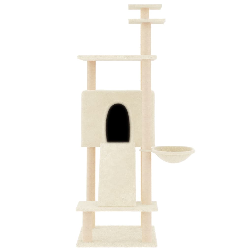 Vidaxl -Katzenmöbel mit Sisal -Kratzerpfosten 153 cm creme -gelenkt