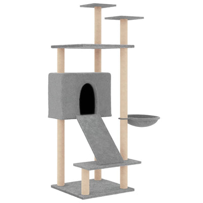 Vidaxl -Katzenmöbel mit Sisal -Kratzerpfosten 153 cm hellgrau