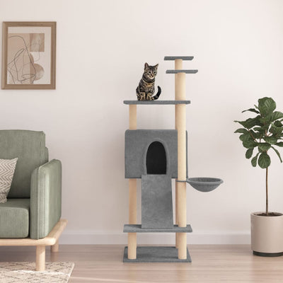 Vidaxl -Katzenmöbel mit Sisal -Kratzerpfosten 153 cm hellgrau