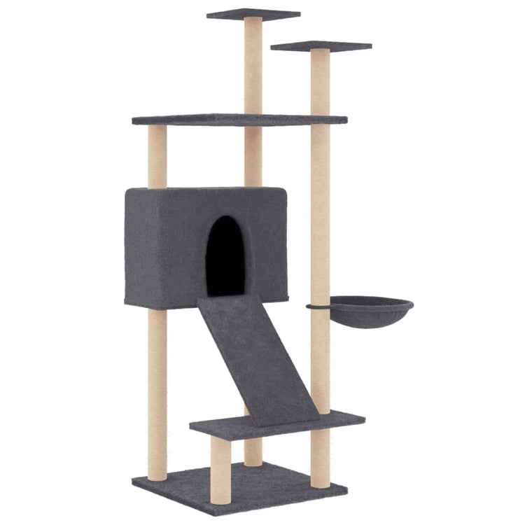 Vidaxl -Katzenmöbel mit Sisal -Kratzerpfosten 153 cm dunkelgrau