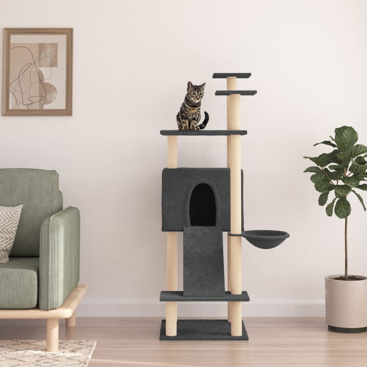 Vidaxl -Katzenmöbel mit Sisal -Kratzerpfosten 153 cm dunkelgrau