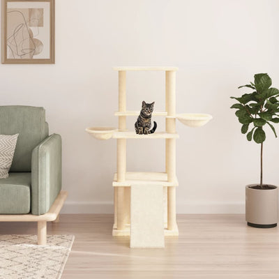 Vidaxl -Katzenmöbel mit Sisal -Kratzerpfosten 133 cm creme -gelenkt