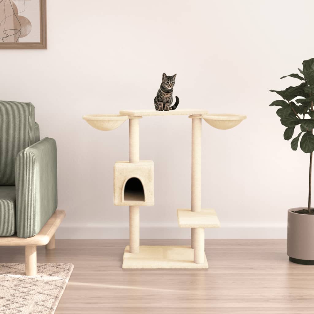 Vidaxl -Katzenmöbel mit Kratzpfosten 82 cm creme -gelenkt